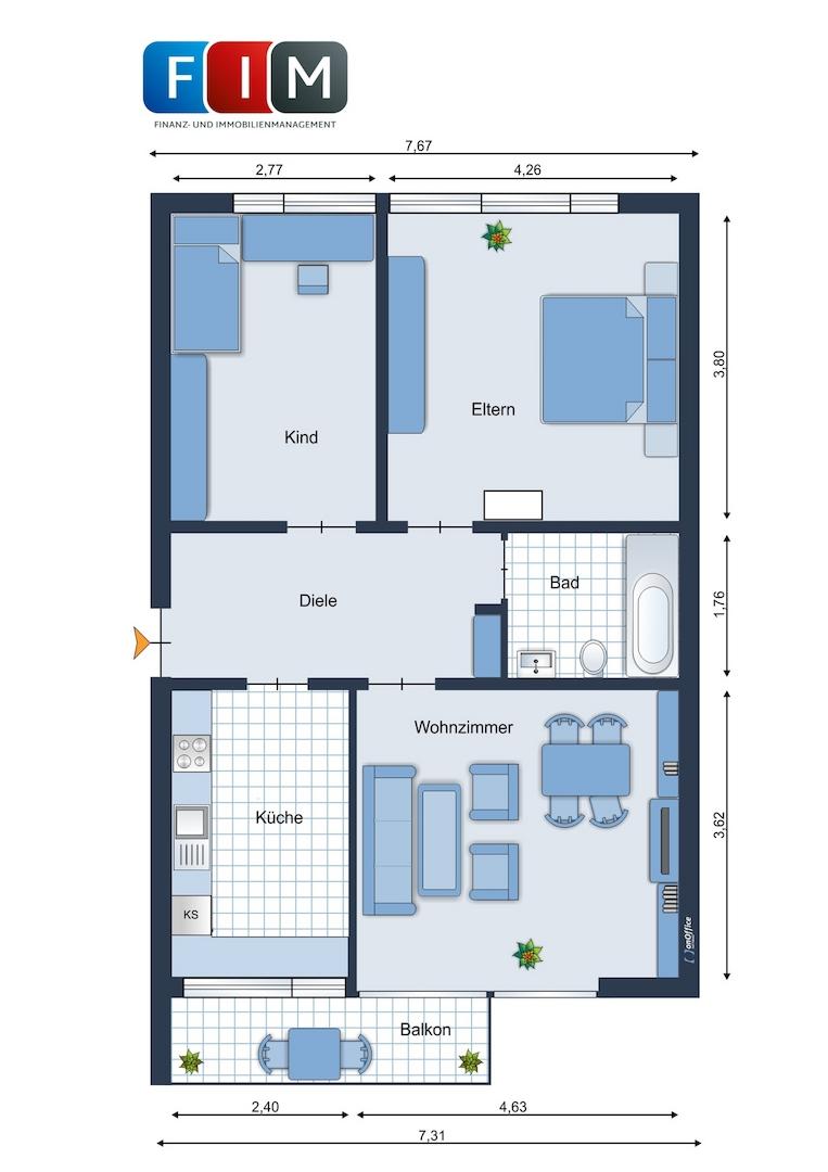 Grundriss 2. OG - Wohnung 6