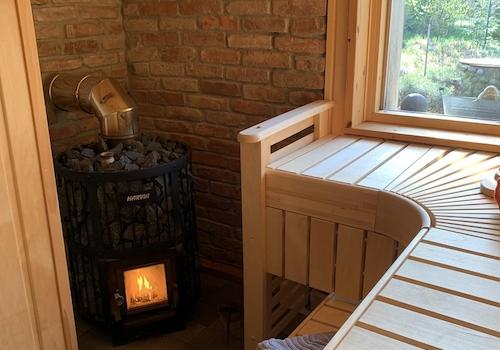Sauna - Holzfeuer-Gartenblick