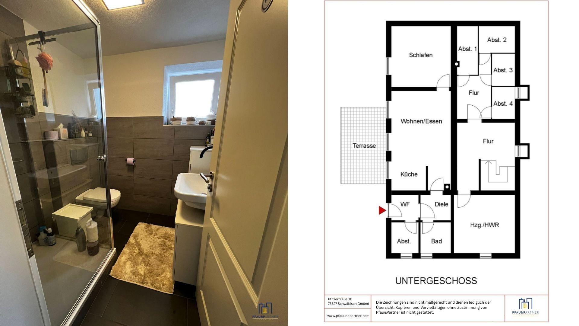 Tageslichtbad & Grundriss UG