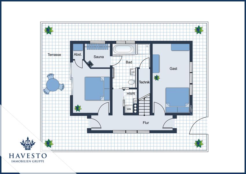 Grundriss EG - größeres Hausboot
