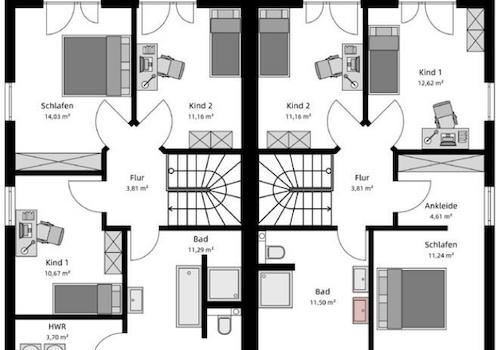 Obergeschoss Grundriss DHH