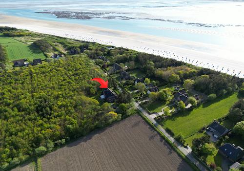 Luftaufnahme mit Markierung