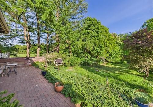 Ausblick von der Terrasse auf den Garten