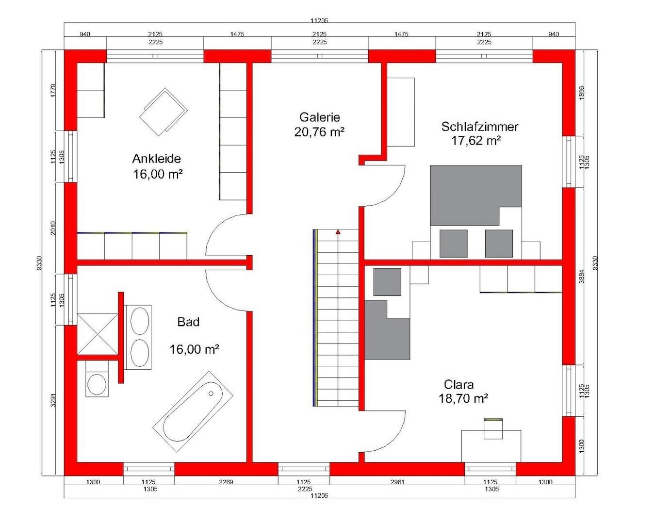 Gestaltungsvorschlag Grundriss OG