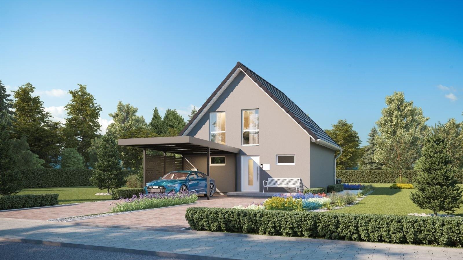 Ansicht optional mit Carport von rechts