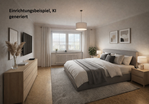 EG: Schlafzimmer eingerichtet