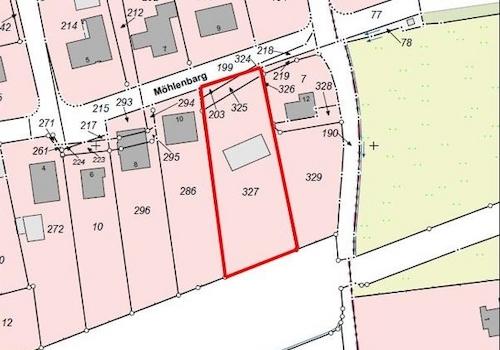 Flurkarte mit gekennzeichnetem Flurstück