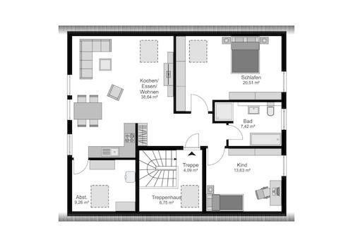 Grundriss DG HOME&GENERATION HG Satteldach anderthalbgeschossig °-KN Inspiration