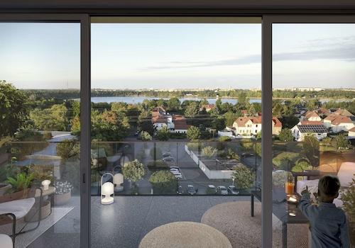 Blick von Dachterrasse zum See