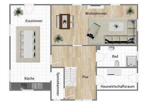 Grundriss Erdgeschoss (nicht maßstabsgetreu)