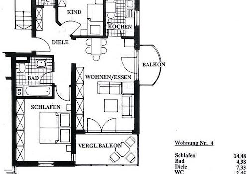 Grundriss mit Wohnflächen