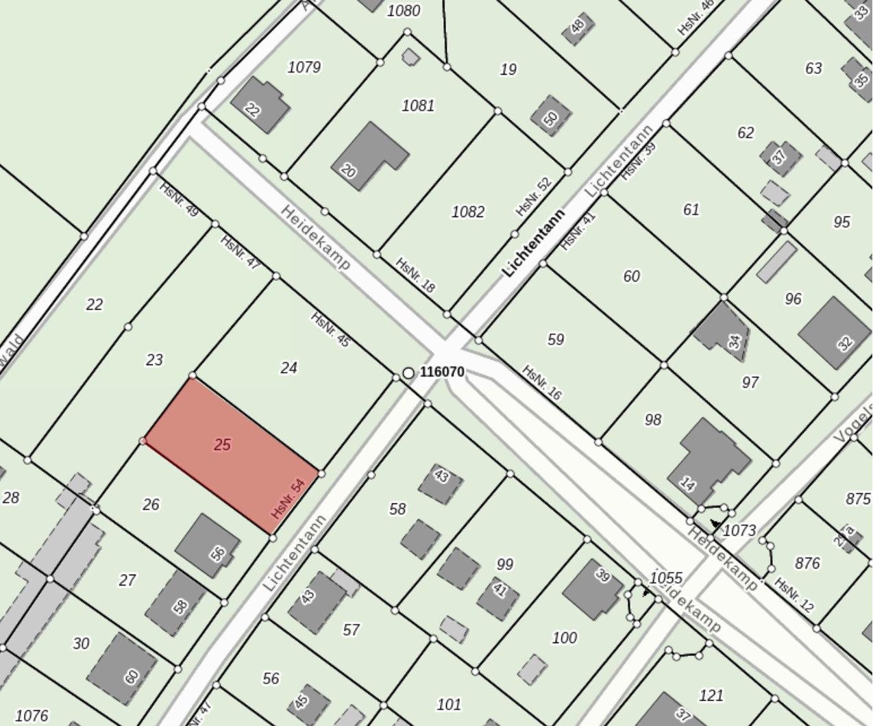 Flurkartenausschnitt Flurstück 25