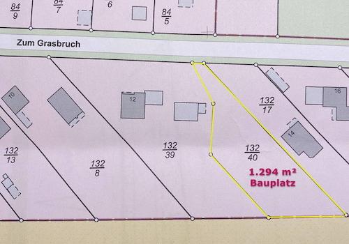 Lageplan u. Bauplatz in gelber Umrandung