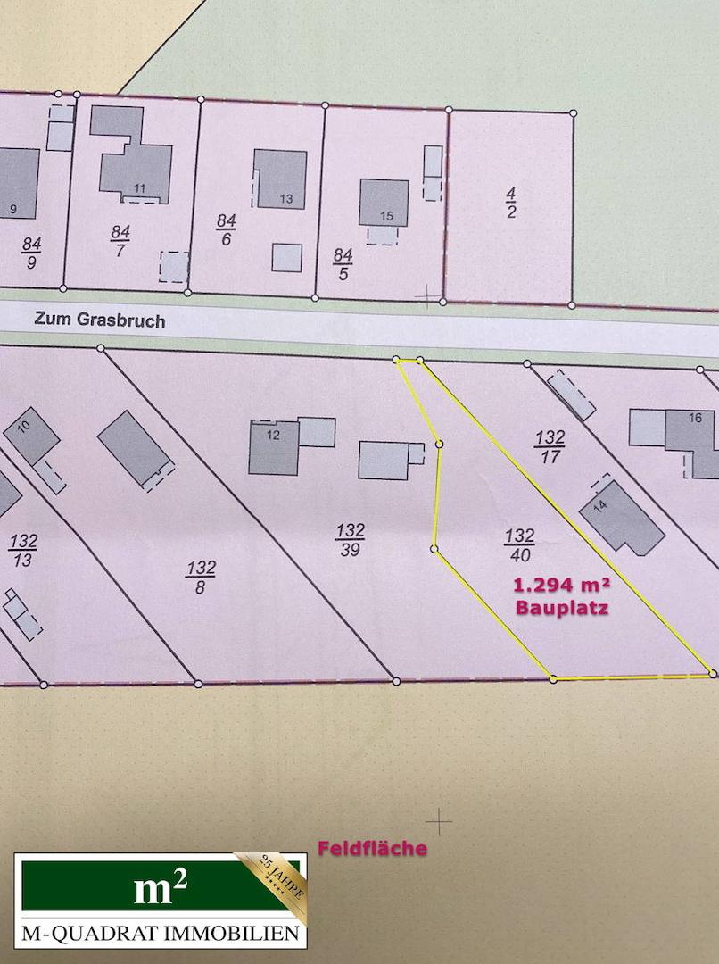 Lageplan u. Bauplatz in gelber Umrandung