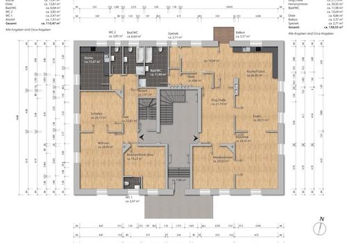 Grundriss Hochpaterre unmöbl.