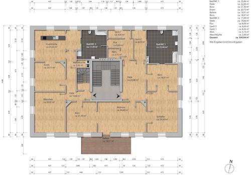 Grundriss 1. OG unmöbliert