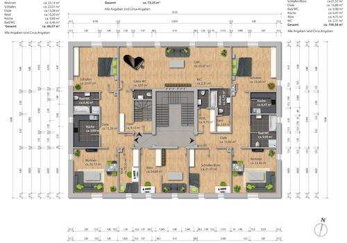 Grundriss Dachgeschoss möbl.