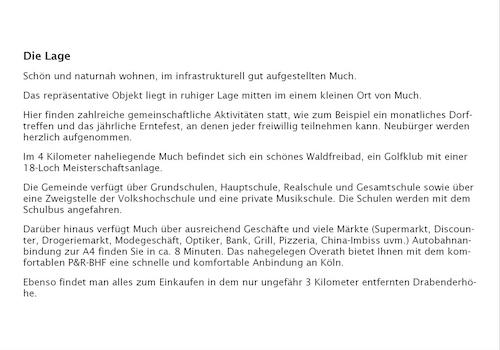 Haus Beschreibung Lage