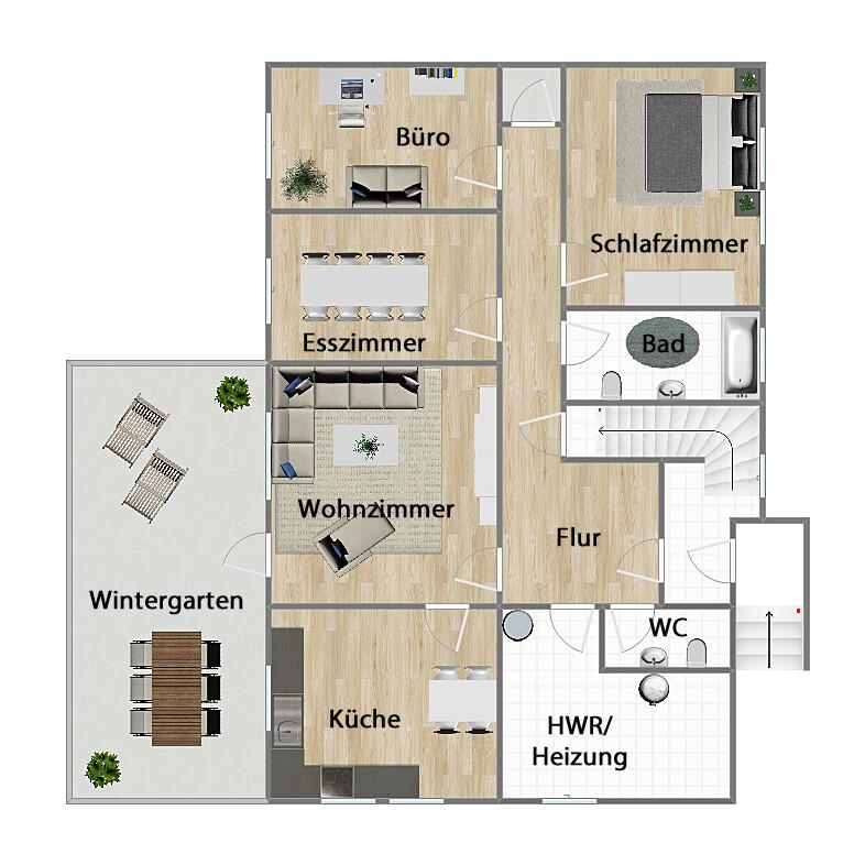 Grundriss Erdgeschoss (nicht maßstabsgetreu)