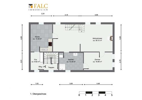 Grundriss 1OG Wohnung oben