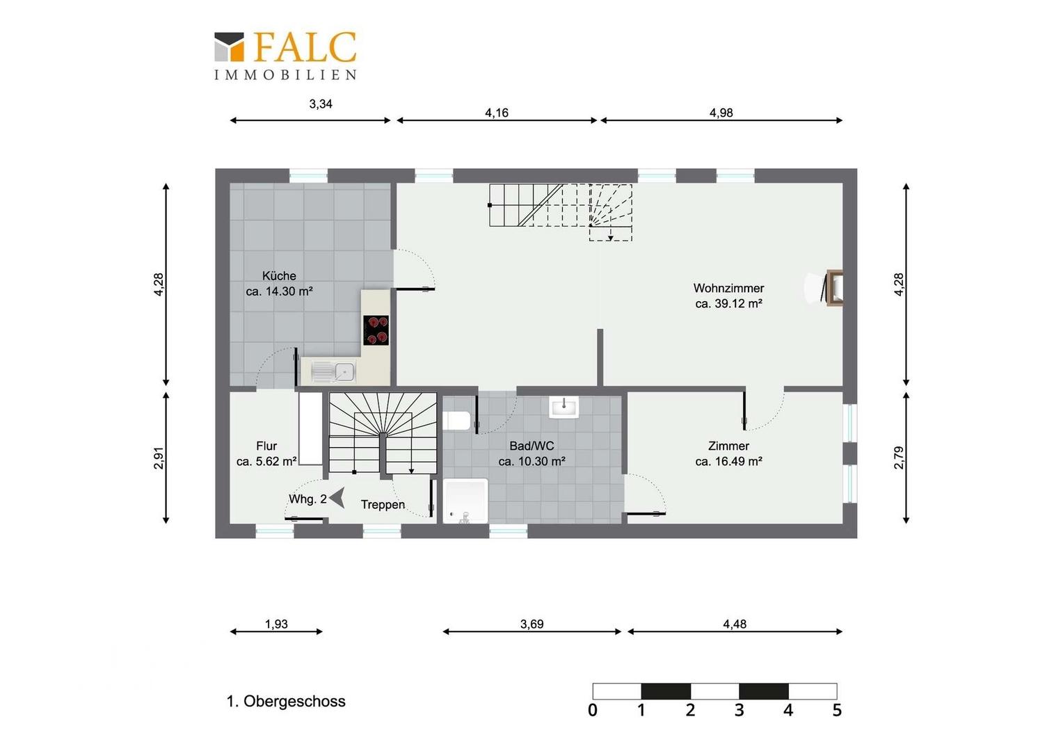 Grundriss 1OG Wohnung oben