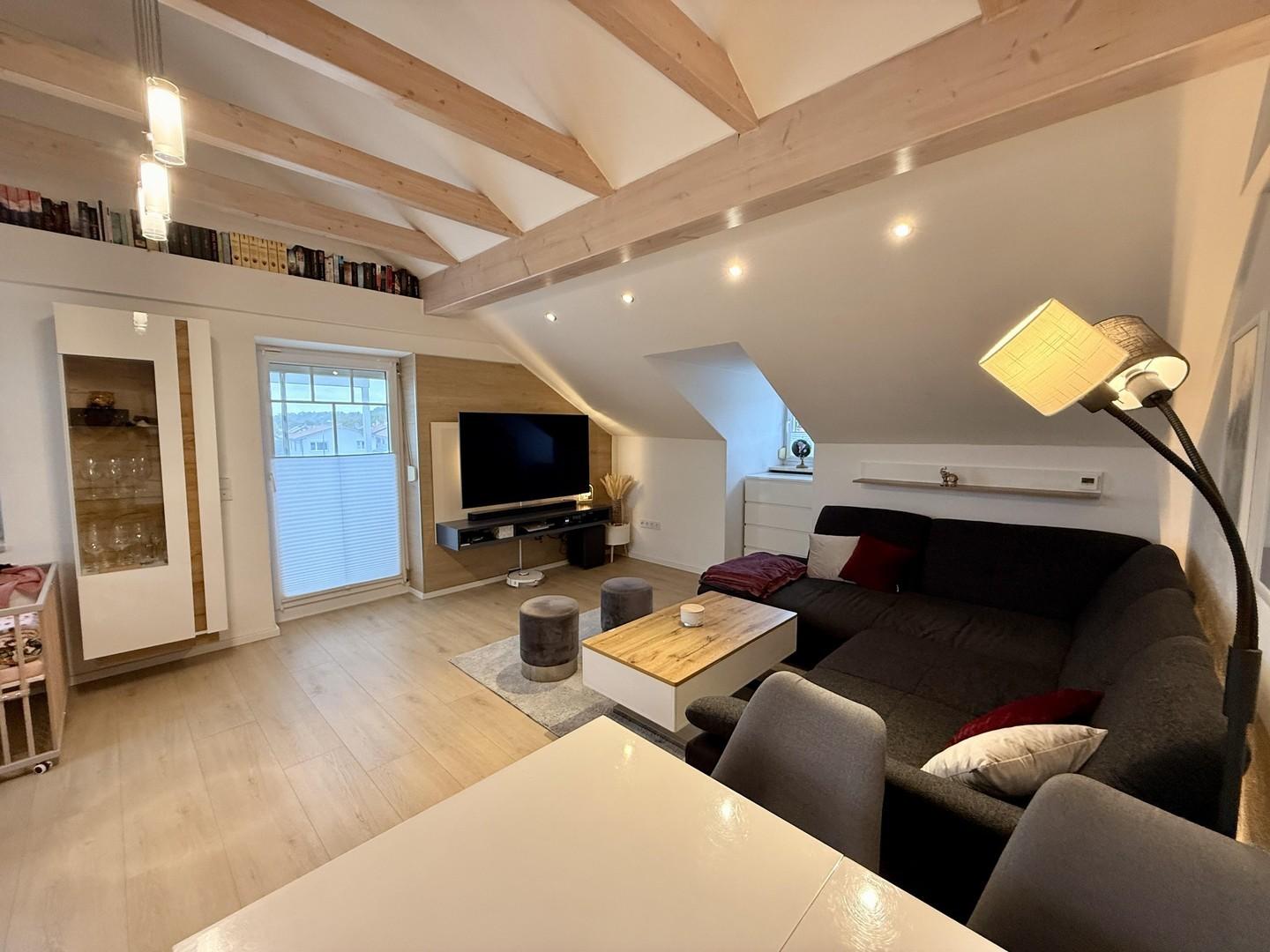 Wohnzimmer Sichtdachstuhl