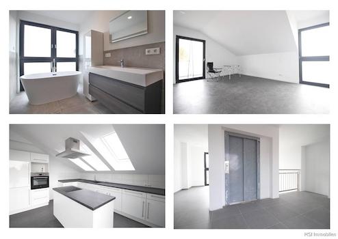 Hochwertige Mietwohnung mit Fahrstuhl, ein Balkon, eine Dachterrasse, Einbauküche und Carport