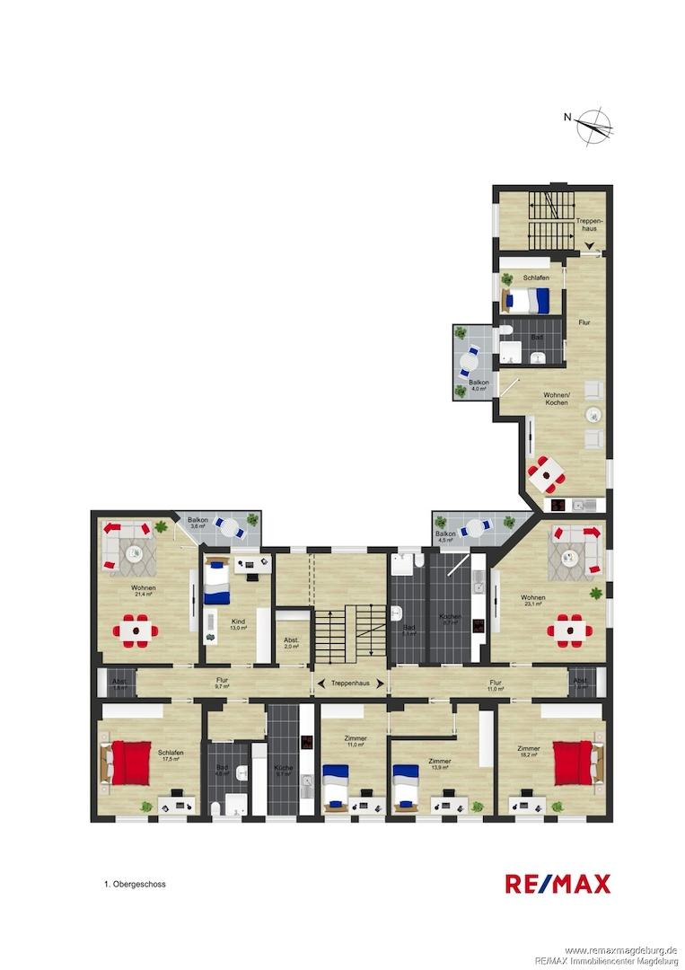 Grundriss Umfassungsstrasse 24 1.OG