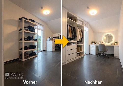 Praktisches Ankleidezimmer mit viel Stauraum