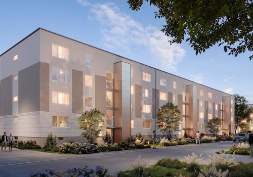 Hausansicht mit Aufzug