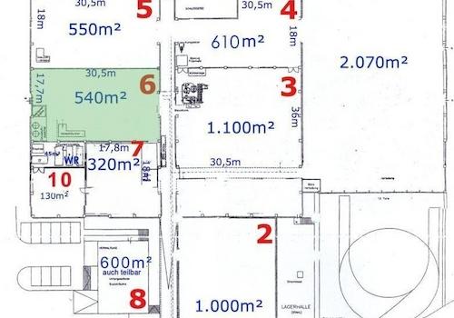 Grün = Freie Lagerflächen