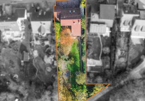 Vogelperspektive auf das Grundstück