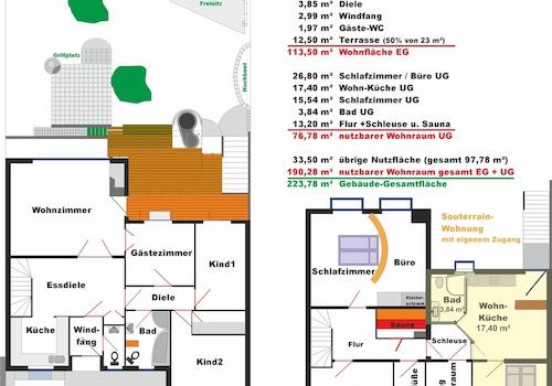 Grundriss mit Kalkulation