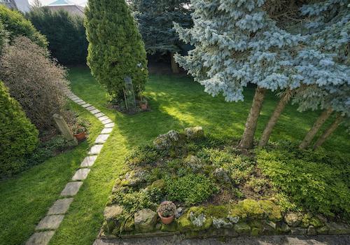 Balkonblick zum Garten