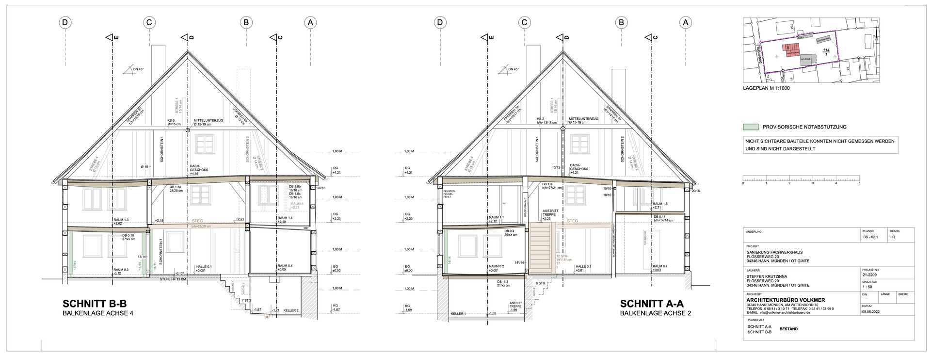 Wohnhaus Schnitte A, B