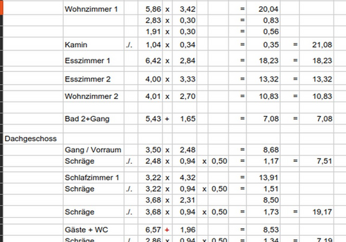 Wohnflächenberechnung