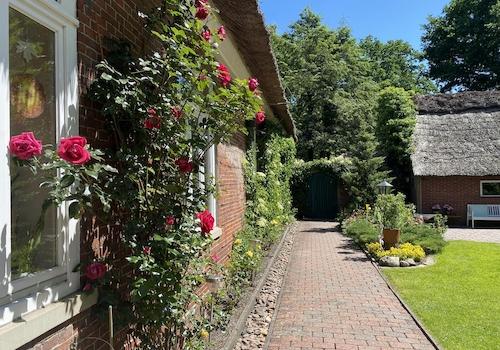 Weg am Haus mit Eingangstor