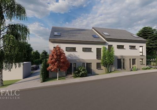 Beispielhafte Planzeichnung vorne 4 Doppelhäuser