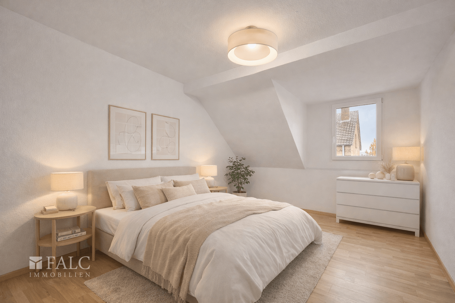Wohnung Dachgeschoss Schlafzimer(virtuell eingerichtet)