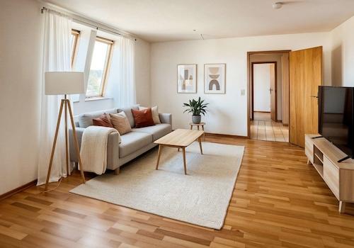 Wohnzimmer digital möbliert