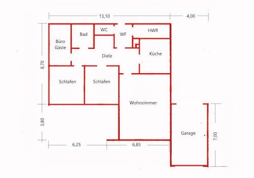 Grundriss-Skizze ohne Maße