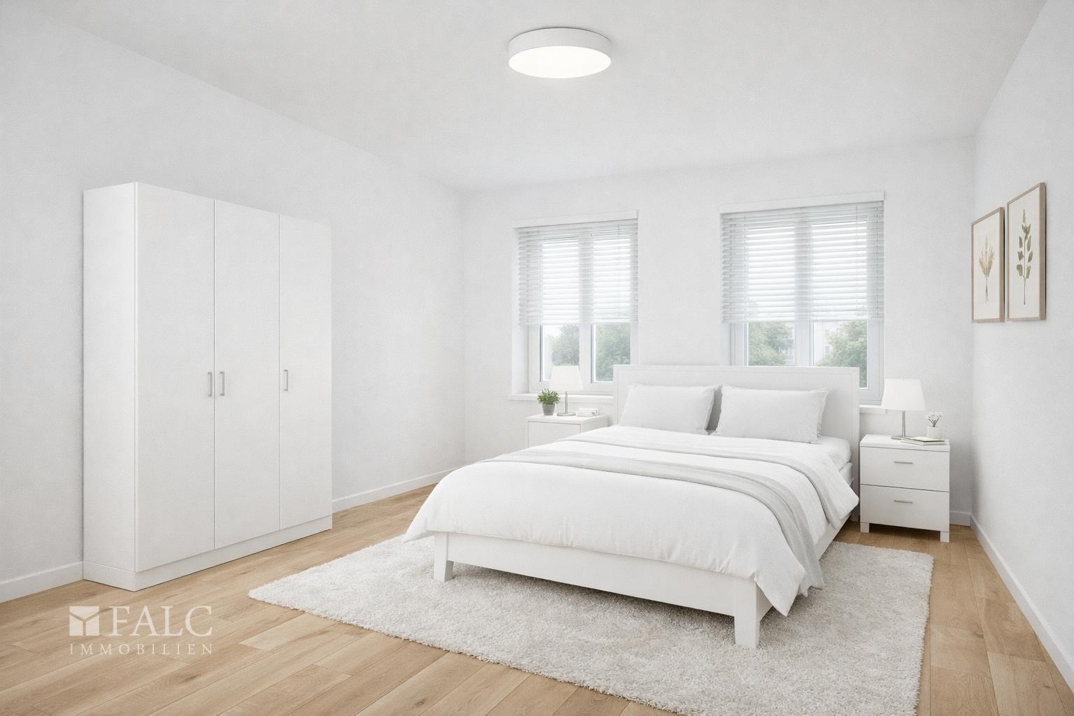 Schlafzimmer - Mögliche Gestaltung nach Renovierung (KI-Visualisierung)