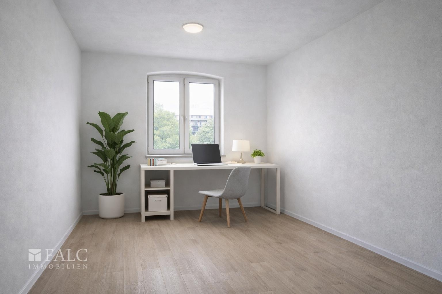 Büro - Mögliche Gestaltung nach Renovierung (KI-Visualisierung)