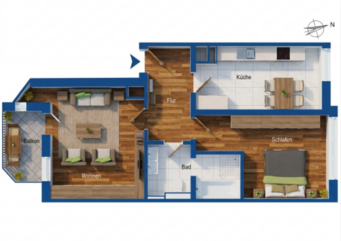 Charmante 2-Raumwohnung in denkmalgeschütztem Mehrfamilienhaus in Stötteritz