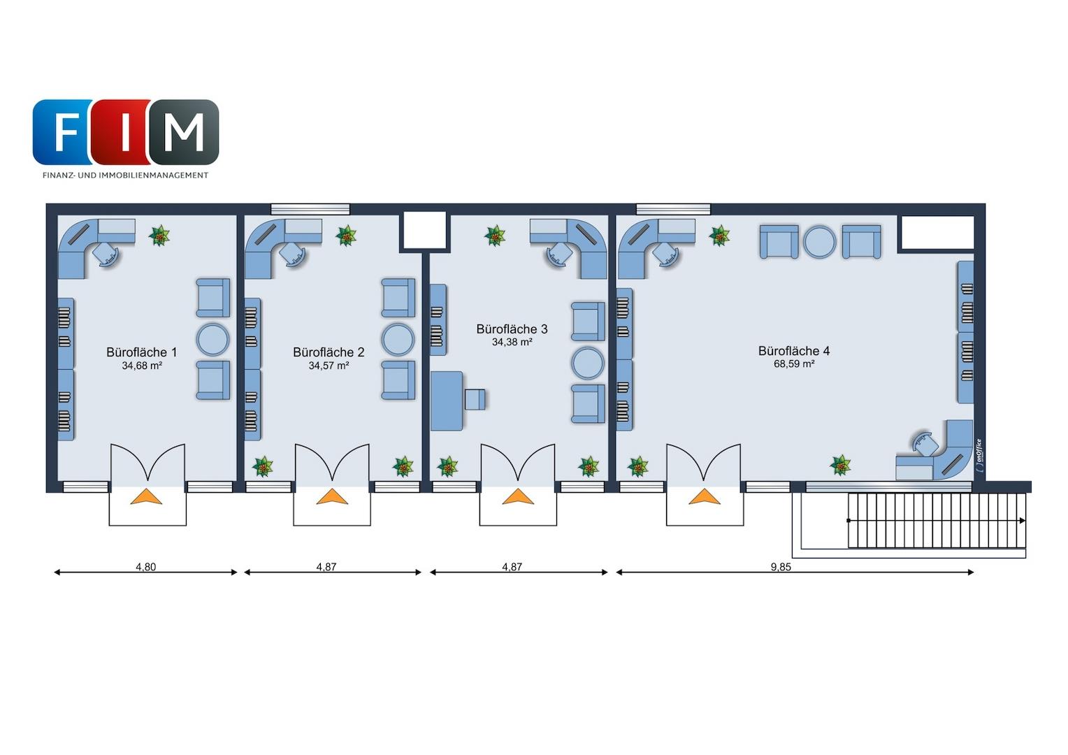 Grundriss Büroflächen