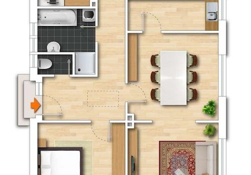 Grundriß mit Möblierungsbeispiel