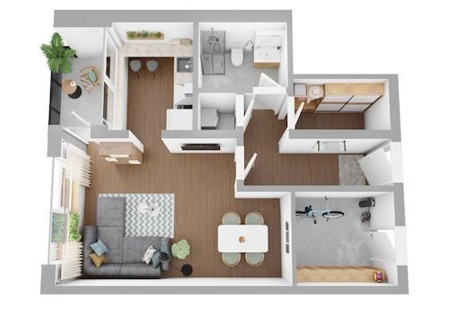 1 Zim. Wohnung Grudriss