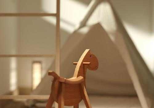 Kinderzimmer, möblierungsvorschlag Schaukelpferd und Tipi