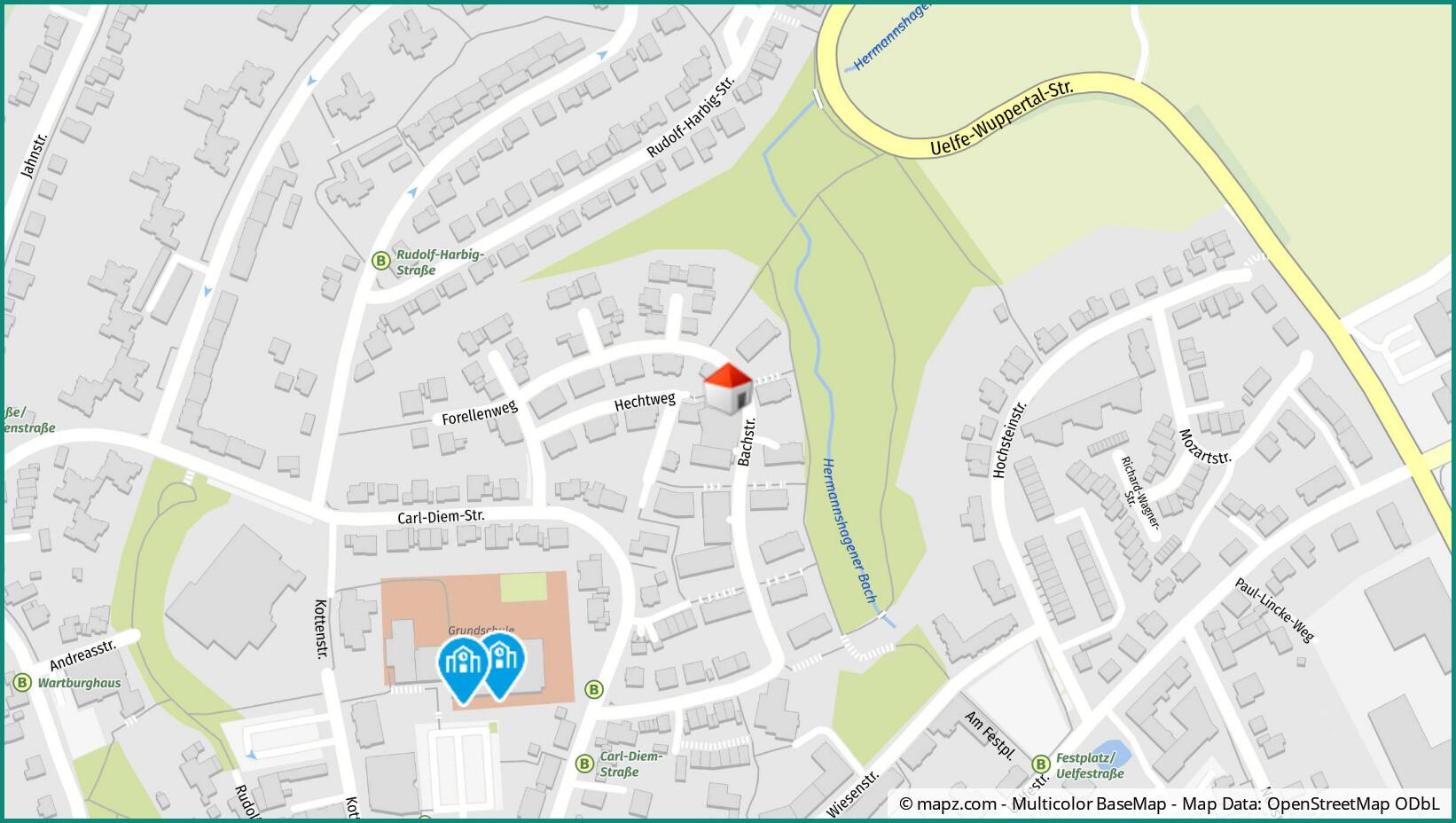 Kartenausschnitt Bachstraße