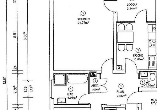 Grundriss Wohnung 1.